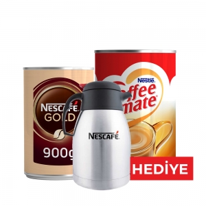 Nescafe Gold 900 Gr Teneke + Nestle Coffee Mate Kahve Kreması 2 Kg Alana Çelik Termos 1.2 Lt HEDİYE