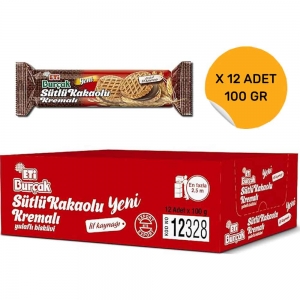 Eti Burçak Sütlü Kakaolu Kremalı Yulaflı Bisküvi 100 Gr X 12 Adet