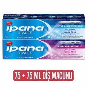 İpana Diş Macunu 3D White 75 Ml 2 Lİ Çay Kahve + Canlandıran Ferahlık