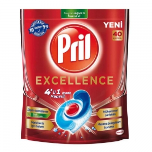 Pril Excellence 4 ü 1 Arada Bulaşık Makinesi Deterjanı 40'Lı