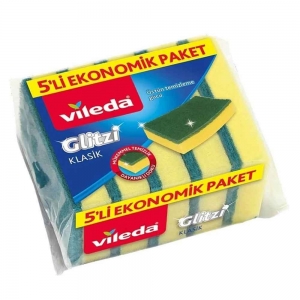 Vileda Klasik Yeşil Bulaşık Süngeri 5'Li Eko Paket