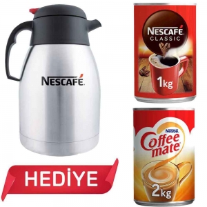 Nescafe Classic Kahve Teneke Kutu 1 + Nestle Coffee Mate Kahve Kreması 2 Kg Alana  Nescafe Çelik Termos 1,2 Lt Tekli Hediye