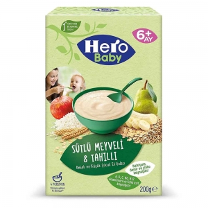 Hero Baby Sütlü Meyveli 8 Tahıllı Kaşık Maması 200 Gr