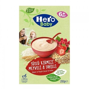 Hero Baby Sütlü Kırmızı Meyveli 8 Tahıllı Kaşık Maması 200 Gr