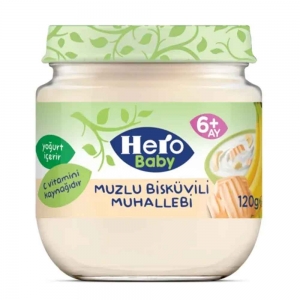 Hero Baby Muzlu Bisküvili Muhallebi Kavanoz Maması 120 Gr