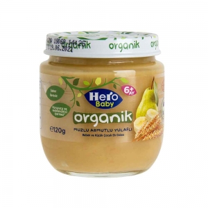 Hero Baby Organik Muzlu Armutlu Yulaflı Kavanoz Maması 120 Gr