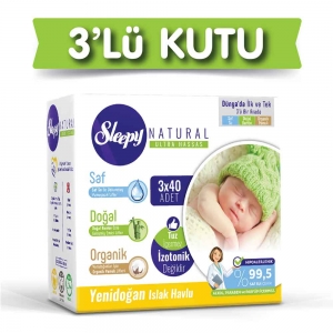 Sleepy Natural Yenidoğan Islak Pamuklu Havlu 3'Lü Paket