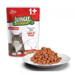 Jungle Sığır Etli Yetişkin Kedi Yaş Maması 100 Gr