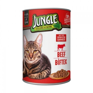 Jungle Biftekli Yetişkin Konserve Yaş Kedi Maması 400 Gr