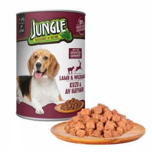 Jungle Kuzu Etli ve Av Hayvanlı Yetişkin konserve Köpek Yaş maması 400 Gr